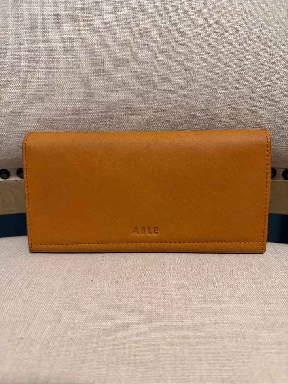ABLE Handmade “Debre” Large Trifold Leather Wallet in Signature Cognac